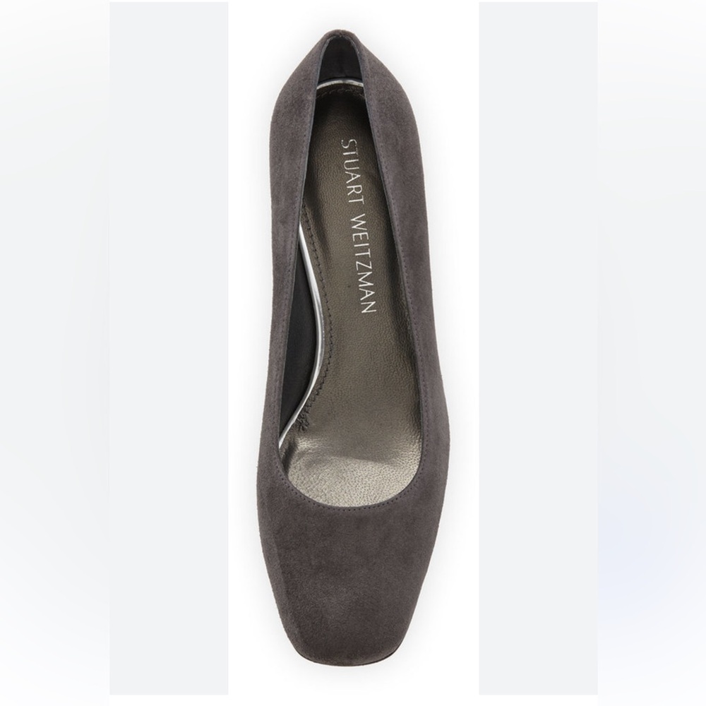 Stuart Weitzman Marymid Suede Mid Heel Pump in slate suede